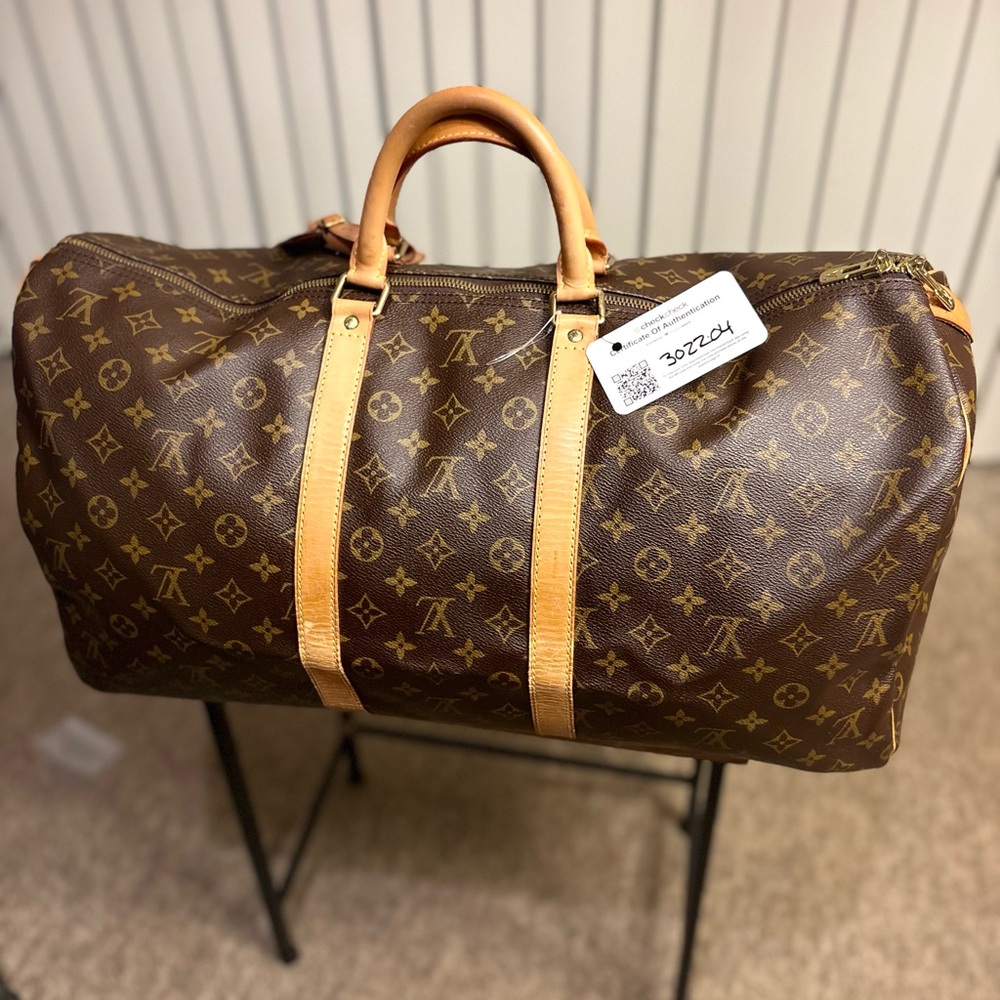 Louis Vuitton Monogram Canvas Duffel keepall w Vachetta Trim COA Included Sz55
